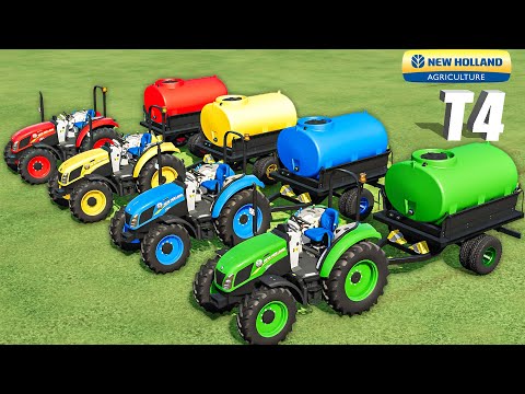 Mini Tractor of Colors! Transport New Holland T4 and Tankers to Animal Farm! Farming Simulator 22
