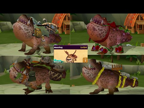 Meatlug max level 124/+her costumes/unique Gronckle//Dragons:Rise of Berk