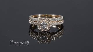 Cushion Halo Diamond Engagement Wedding Ring Set Yellow Gold EX3 Lab Grown by Pompeii3