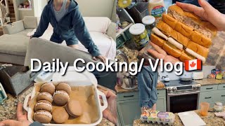 【カナダ暮らしと家庭料理🇨🇦】お弁当作り/今日もマカロン作ったけどなんか失敗したかも/イカチャーハン🦑/アミーゴズ出発前日🇯🇵