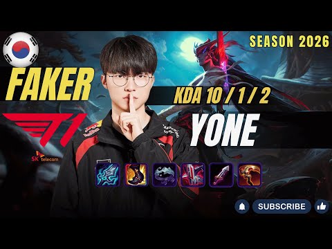 T1 Faker YONE vs GALIO Mid - Patch 26.1 KR Ranked | lolrec