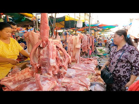 Wonderful Cambodian Food Market Scenes @Chhouk Meas Market in Phnom Penh City - Food Market Tour