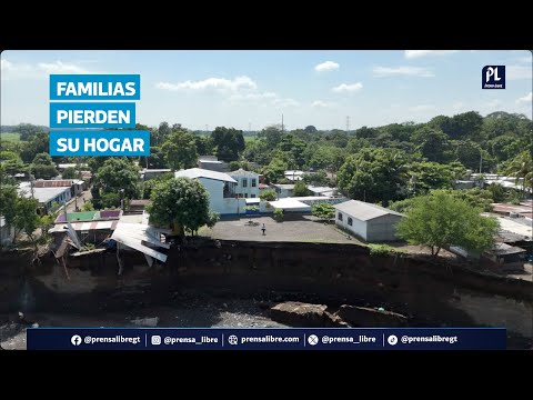 Río Guacalate socava viviendas en Masagua, Escuintla: familias lo pierden todo en Villas de San Juan