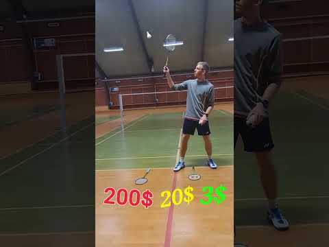 Cheap VS Expensive Badminton Racket on a backhand clear