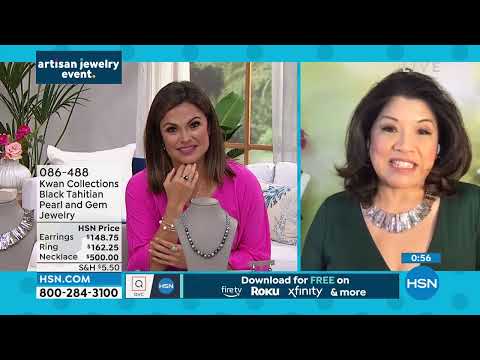 Kwan Collections Tahitian Black Pearl and Iolite Bead Ne...