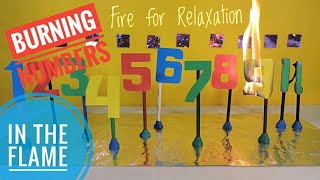 Numbers from 1 to 10 burning in the flame Unusual countdown from 10 to 1 for kids