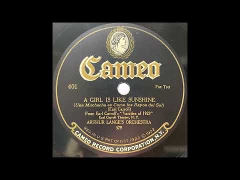 Arthur Lange's Orchestra 1924 "A Girl Is Like Sunshine" Roaring Twenties Dance Band 78 RPM