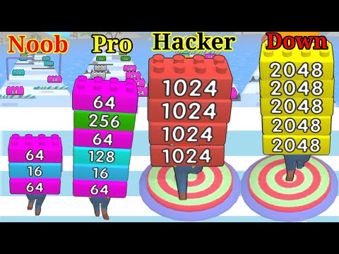 2048 Brick Runner |Noob vs Pro vs Hacker in brick runner 2048 Gameplay Mobile New Update