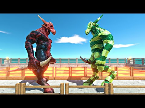 Infernals vs Plant Itself on Small Lava Bridge - Animal Revolt Battle Simulator