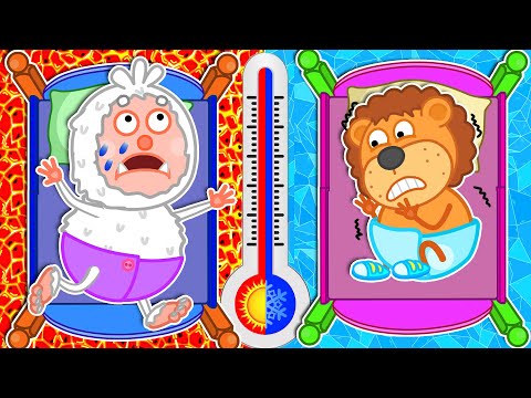 Hot vs Cold Challenge 🍒 Share Air Conditioner. Kids Good Manners | Lion Family | Cartoon for Kids