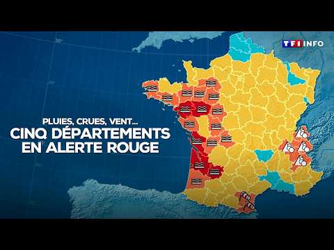 Pluies, crues, vent... cinq départements en alerte rouge｜TF1 INFO
