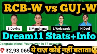 RCB-W vs GUJ-W Dream11|RCB-W vs GUJ-W Dream11 Prediction|RCB-W vs GUJ-W Dream11 Team|