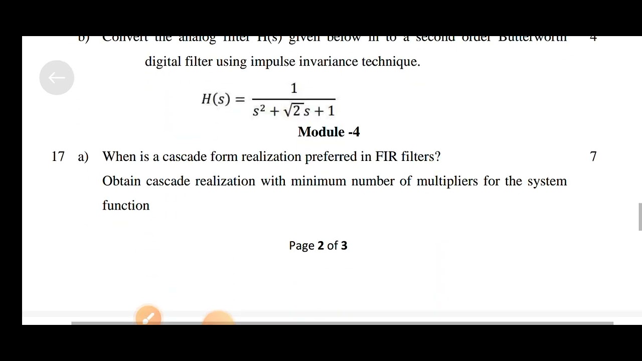 KTU S5ECE#ECT303 Digital Signal Processing#Previous Question Paper