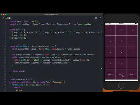 React Native Flatlist Grid