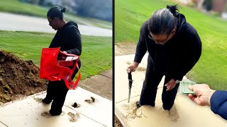 Delivery Driver Falls for Cement Trap