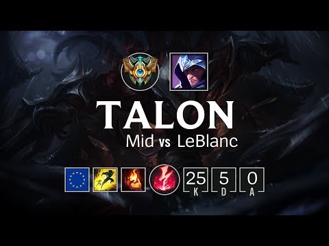 Talon Mid vs LeBlanc - EUW Challenger Patch 8.10