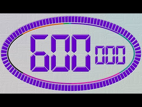 600 Second Timer with Ticking Sound & Alarm | Colorful Numbers 600 to 0 Countdown | Cool Timer | 4K