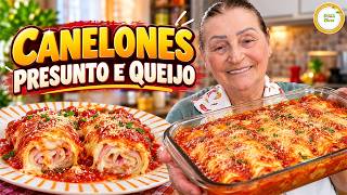 🧀 PRESUNTO E MUÇARELA NESSA MASSA COBERTA COM MUITO MOLHO! Canelone de Presunto e Queijo #1427