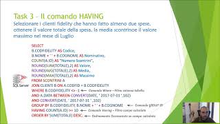 BASI DI SQL - Il Comando HAVING