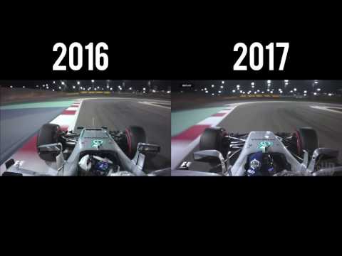 [HD] F1 2016 vs 2017 Onboard comparison Mercedes Hamilton vs Bottas in Bahrain