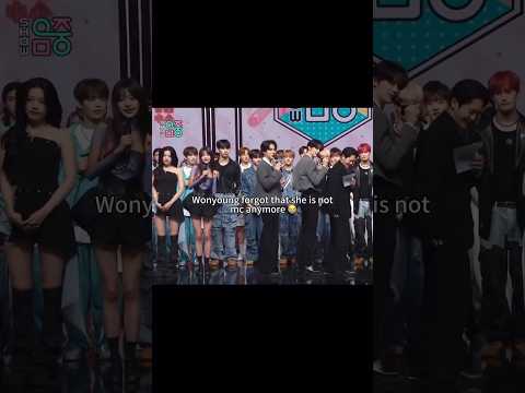 She thought she was still the mc🤣 she's so cute❤ #wonyoung #ive #musicbank #kpop #yujin #rei #gaeul