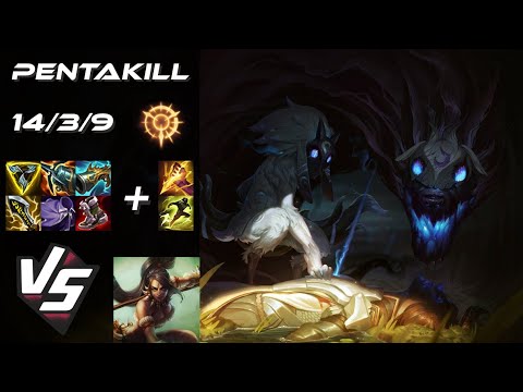 JUNGLE Kindred vs Nidalee [PENTAKILL] - EU Grandmaster Patch 25.18
