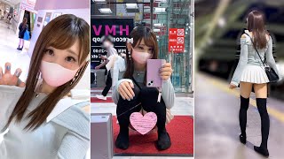 再【外出】ニーハイが似合うエッチな超ミニスカート♥だけど見えそうで見えないギリギリを攻めてみた♡【パンチラ、よそきわちゅーぶ】