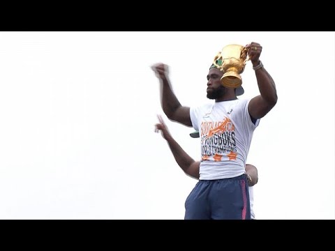 Video Thumbnail: Triumphant Springboks return home to celebrate Rugby World Cup win