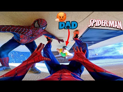 FUNNY SPIDER-MAN ESCAPING CRAZY DAD (Action ParkourPOV Comedy)