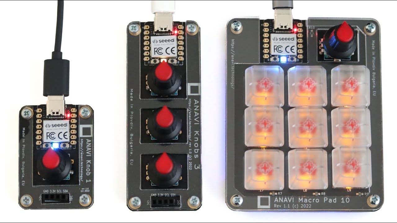 ANAVI Macro Pad 10, Knobs 3 and Knob 1 Mechanical Keyboards