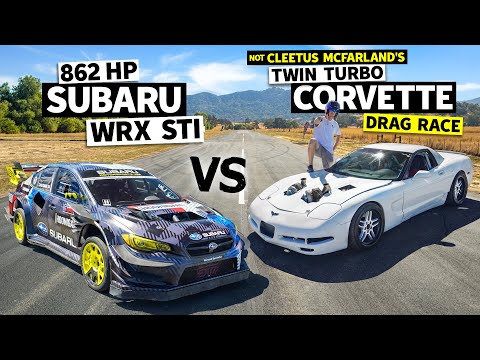 Cleetus McFarland vs Travis Pastrana: Twin Turbo 'vette vs Gymkhana 2020 Subaru STI!