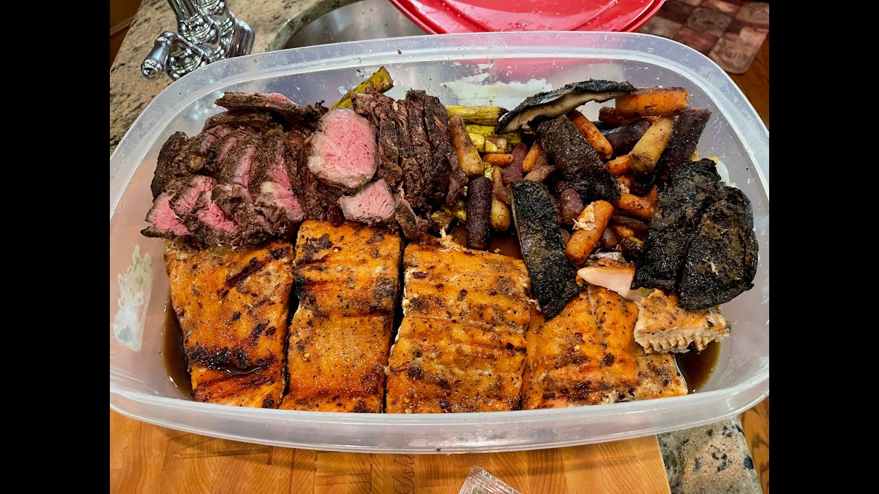 Santa Maria Steak and Salmon on the 48" Sunterra Grill Wood Fire Cooking!   4K