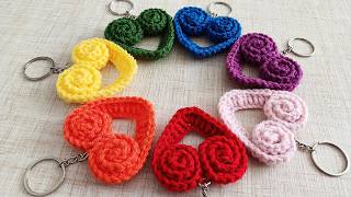 Cute and Easy Crochet Heart Keychain Patterns | Keychain Crochet