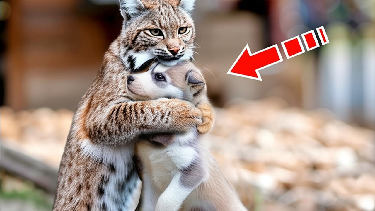 Man Saved A Bobcat Kitten, Then Became The Best Friend Of His Puppy!
