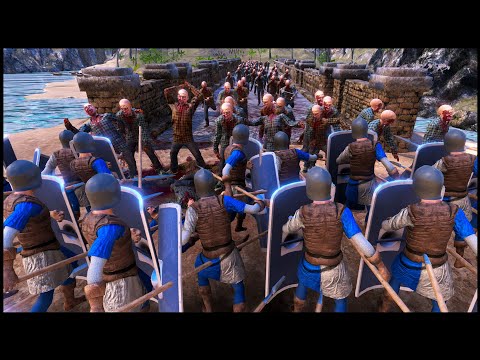 10,000 Zombies Raid ISLAND BRIDGE DEFENSE! - Ultimate Epic Battle Simulator