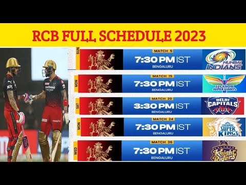 RCB Full Schedule IPL 2023 | Royal Challengers Bangalore Schedule 2023
