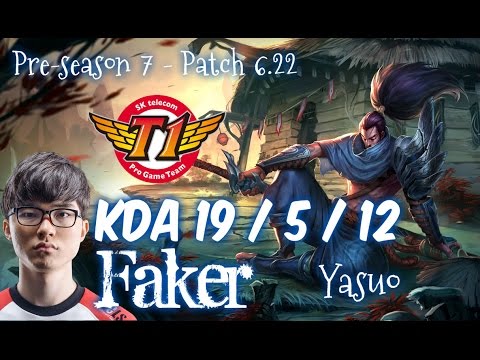 SKT T1 Faker YASUO vs FIZZ Mid - Patch 6.22 KR Flex Rank