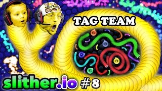 SLITHER.io #8: EAT MY DOTS QUICK! Father &amp; Son Tag Team (FGTEEV Duddy &amp; Chase Multiplayer Server)