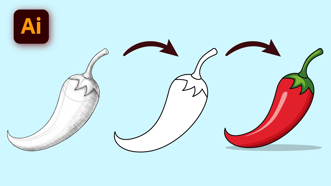 Adobe Illustrator Tutorial: Draw a Realistic Chili Pepper (Step-by-Step)