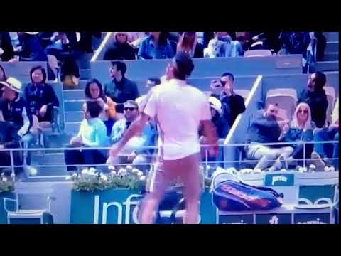 Roger Federer appears to hit ball at spectator