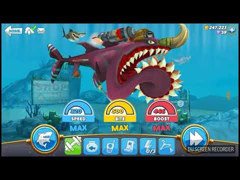 Hungry shark world Buzz(Helicoprion) VS Colossal Squid BOSS WIN 02:55