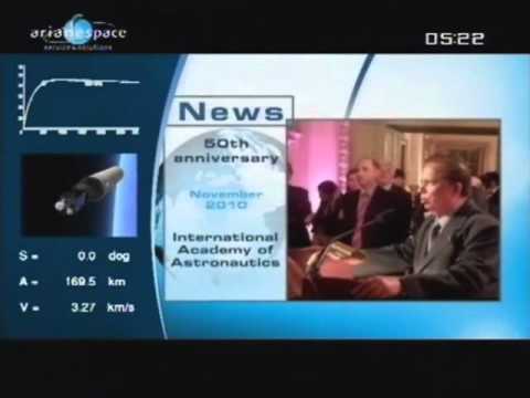 Ariane 5 ECA V-198 with HYLAS 1 and Intelsat 17 Launch T-1min to T+14min 26.11.10