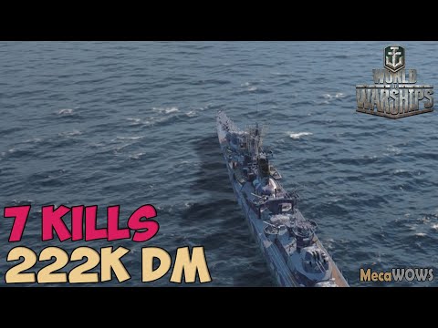 World of WarShips | Kitakaze | 7 KILLS | 222K Damage - Replay Gameplay 1080p 60 fps