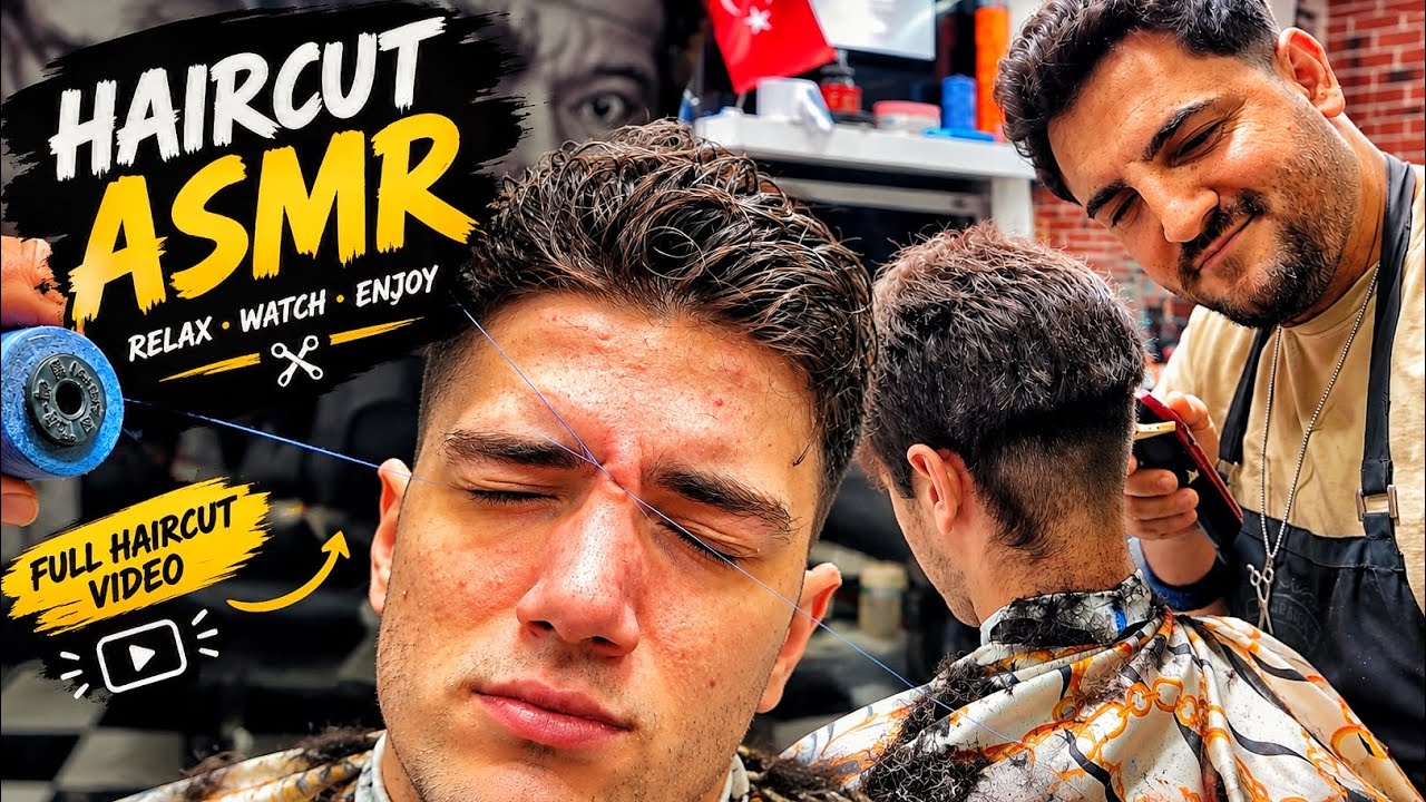 Fresh Haircut, Eyebrow Threading & A Relaxing Head Massage | ASMR