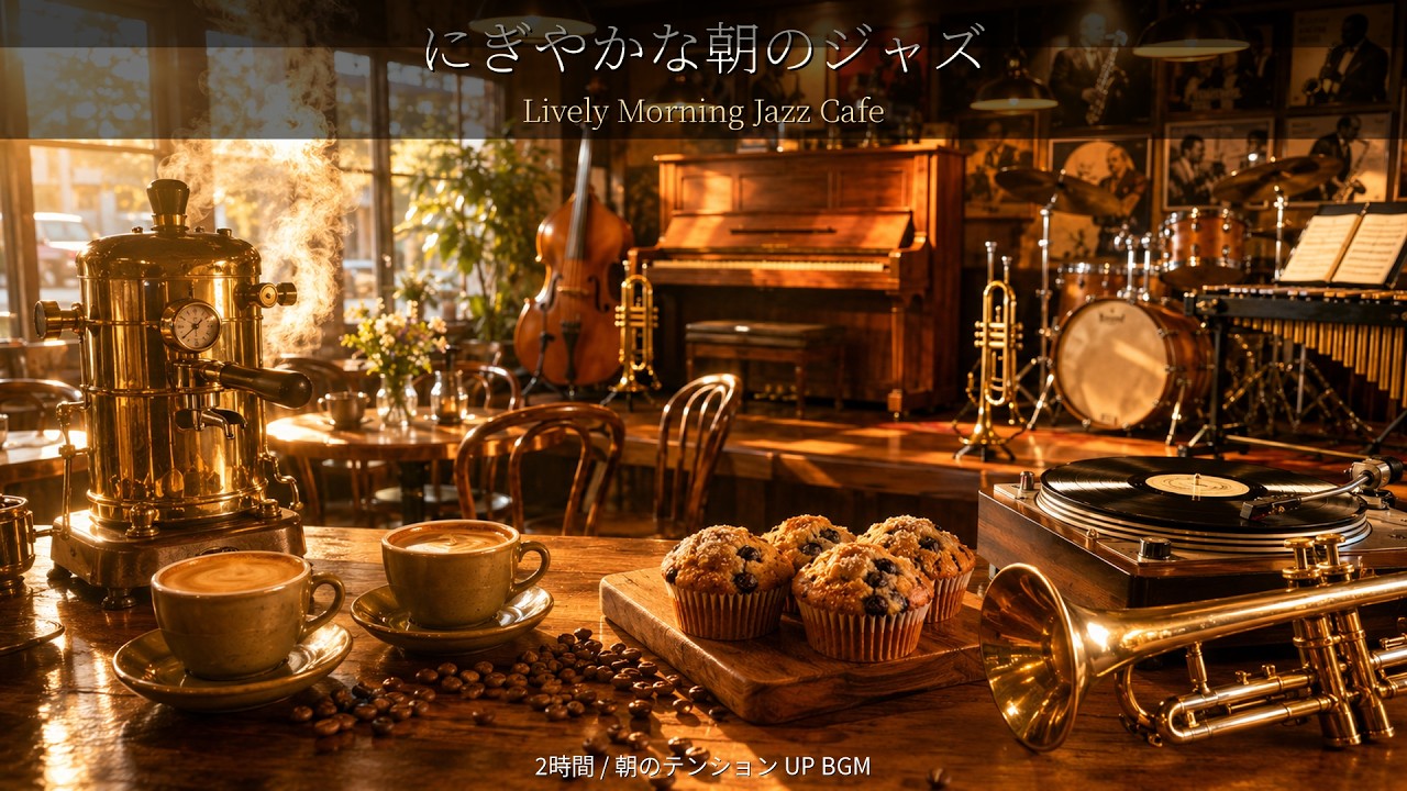 【2時間】にぎやかな朝のジャズカフェBGM｜Lively Morning Jazz Cafe｜スイング・作業用長時間