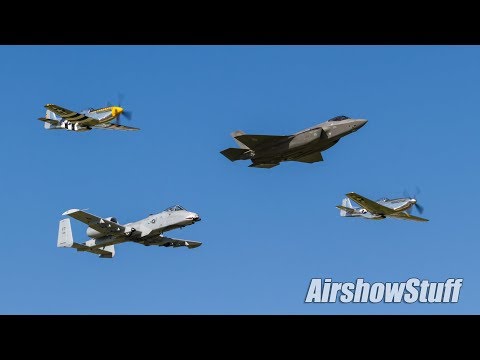 USAF Heritage Flight (F35/A-10/P-51s) and Missing Man Flyover - EAA AirVenture Oshkosh 2017