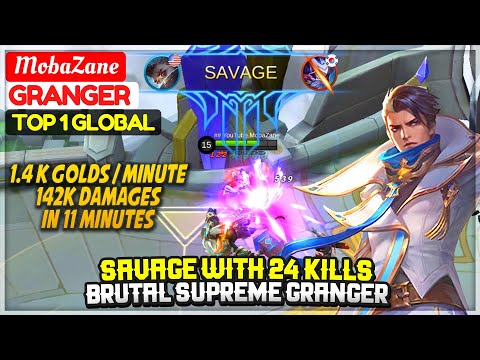 SAVAGE WITH 24 KILLS, Brutal Supreme Granger [ Top 1 Global Granger ] MobaZane Mobile Legends