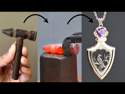 making knife pendant out of rusty hammer - unique handmade jewelry ideas