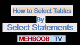 How to SQL SELECT Statement.Select Query in SQL Data Base 