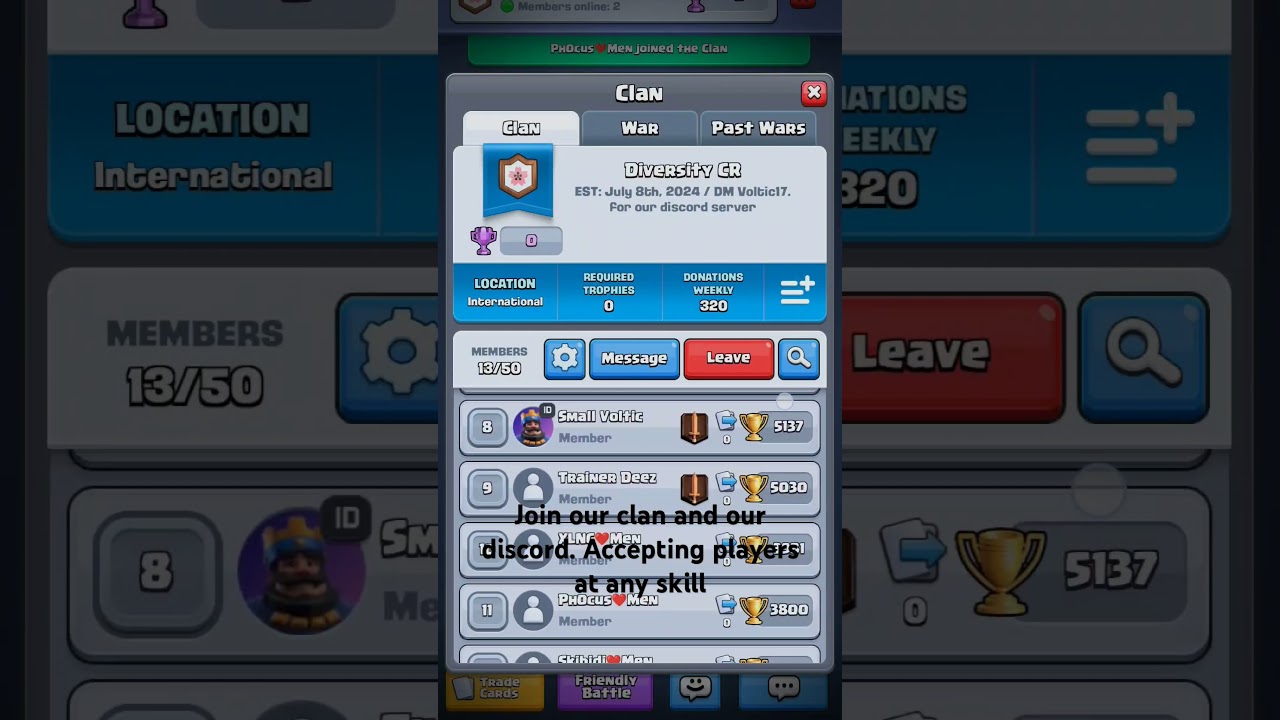Add Voltic17. on discord to join our discord server and clan #clashroyale #clan #fyp